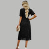 Midi kleid - elegantes floral damenkleid mit v-ausschnitt