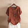 Damen leinenbluse - kurzärmeliges button-up oberteil