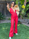 Rückenfreies jumpsuit - stylische denim outfit