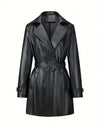 trenchcoat - stylischer langer schwarzer damenmantel