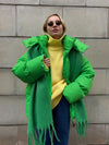 Winterjacke mit abnehmbarer kapuze – warme winddichte damenjacke im oversized design aus baum