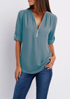 D'mäde zip-halsbluse - elegante oberteil für lässigi und vielseitigi anlässe