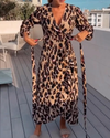 Dä frauen midi-dress mit tiermuster - stilvoll und elegant für jede gelegenheit