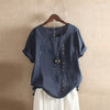 Damen leinenbluse - kurzärmeliges button-up oberteil