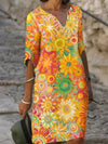 Blumiges tunika-kleid - lebhaftes casual sommerkleid für damen
