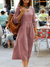 Lässiges leinenkleid - elegantes midi-kleid für frauen