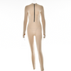 Damen zip-jumpsuit - figurbetonter grauer body