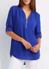 D'mäde zip-halsbluse - elegante oberteil für lässigi und vielseitigi anlässe
