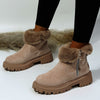 Warme damen stiefeletten – winterstiefel mit plüschfutter, reissverschluss und rutschfester sohle