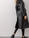 trenchcoat - stilvoller langer schwarzer damenmantel