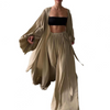 3-teilige ensemble - schickes crop-top, rock und kimono