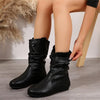 Winter-Stiefeletten für Damen – warme Stiefel mit runder Spitze und flacher Sohle