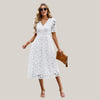 Midi kleid - elegantes floral damenkleid mit v-ausschnitt