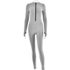Damen zip-jumpsuit - figurbetonter grauer body