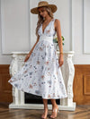 Blumiger sommerkleid - weisses midi-kleid für damen