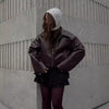 Damen-jacke mit revers und reissverschluss – lässiges design mit langen ärmeln