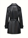 trenchcoat - stylischer langer schwarzer damenmantel
