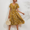 Florales knie-langes kleid - elegante midi-bekleidung für frauen