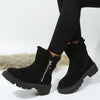 Warme damen stiefeletten – winterstiefel mit plüschfutter, reissverschluss und rutschfester sohle