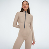 Damen zip-jumpsuit - figurbetonter grauer body