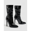 Damen Lackstiefel – Kurzstiefel mit spitzer Nase, hohem Absatz und glänzender Optik