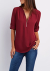 D'mäde zip-halsbluse - elegante oberteil für lässigi und vielseitigi anlässe