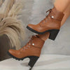 Schnürstiefel für Damen – Plateau-Blockabsatz