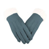 handschuhe - elegante velours-handschue mit fellbesatz