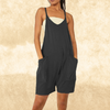 Lässiger overall - gemütlicher ärmelloser damen-romper mit taschen