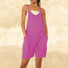 Lässiger overall - gemütlicher ärmelloser damen-romper mit taschen