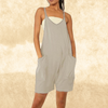 Lässiger overall - gemütlicher ärmelloser damen-romper mit taschen