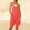 Lässiger overall - gemütlicher ärmelloser damen-romper mit taschen