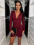 Bodycon-kleid - elegantes langarmkleid für damen mit v-ausschnitt