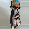 Maxikleid - elegante damen blumenkleid mit knopfleiste und schlitz