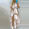 Maxikleid - elegante damen blumenkleid mit knopfleiste und schlitz