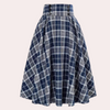 Kariierter midi-rock - hoch-taillierter damen checkrock