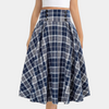 Kariierter midi-rock - hoch-taillierter damen checkrock
