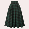 Kariierter midi-rock - hoch-taillierter damen checkrock