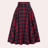 Kariierter midi-rock - hoch-taillierter damen checkrock