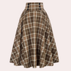 Kariierter midi-rock - hoch-taillierter damen checkrock