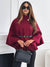 Poncho-jacke - stilvolle rotweinfarbene damen-cape mit gürtel und mausärmeln