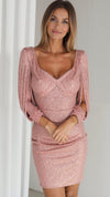 Pailletten-kleid - glamoures midi mit fransen-details