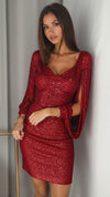 Pailletten-kleid - glamoures midi mit fransen-details