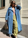 Denim trenchcoat - klassisch blauer damen langmantel