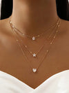3-teilige Kristall-Charms-Halskette – elegante Damenkette