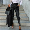 Faux cargohose - stilvolle schwarze damenhose