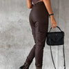 Faux cargohose - stilvolle schwarze damenhose