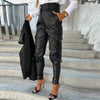 Faux cargohose - stilvolle schwarze damenhose