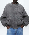 Quilted bomberjacke - oversize graue damen-oberbekleidung