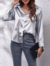 Satin bluse mit knöpfen – elegante langarmbluse für damen